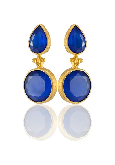 Kadir Jewellery 22 Ayar Altın Kaplama Vintage Küpe -el İşçiliği Ve Hipoalerjenik Küpe Parlement Mavisi 06953093