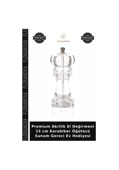 Premium Akrilik El Değirmeni 15 Cm Karabiber Öğütücü Sunum Gereci Ev Hediyesi Çok Renkli