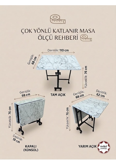 Evko Mobilya Katlanır Masa, Mutfak Masası, Tekerlekli Masa, Açılır Kapanır Masa, Yemek Masası, Portatif Masa Beyaz Mermer Evko Mobilya Katlanır Masa, Mutfak Masası, Tekerlekli Masa, Açılır Kapanır Masa, Yemek Masası, Portatif Masa Beyaz Mermer