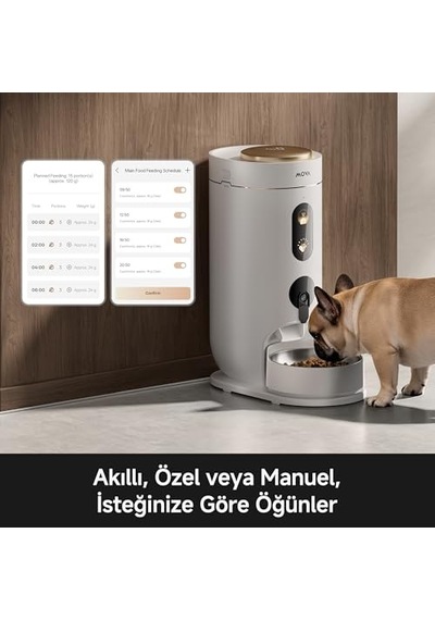 Mova Nutripal 10 Ultra Akıllı Evcil Hayvan Mama Makinesi, 4l Kapasite, Ai Besleme Programı, 1080p Hd Kamera, Çift Y