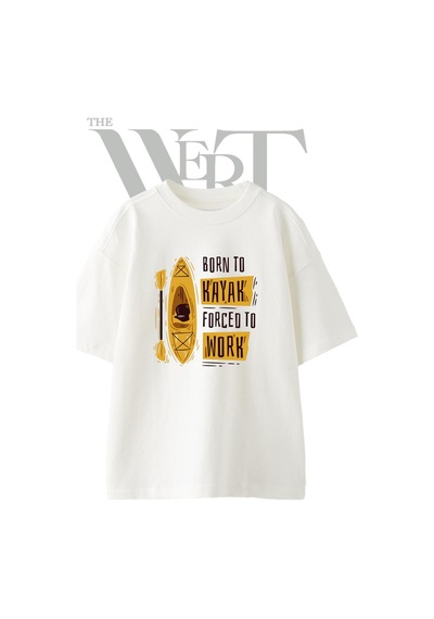 Thewert Kayak Paddle Tasarım Baskılı Ünisex Beyaz Oversize T-shirt