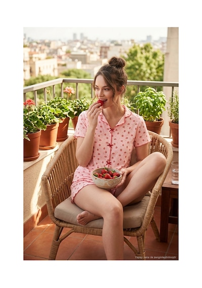 Lela Bayan Pijama Takımı 65770837 Kırmızı-pembe