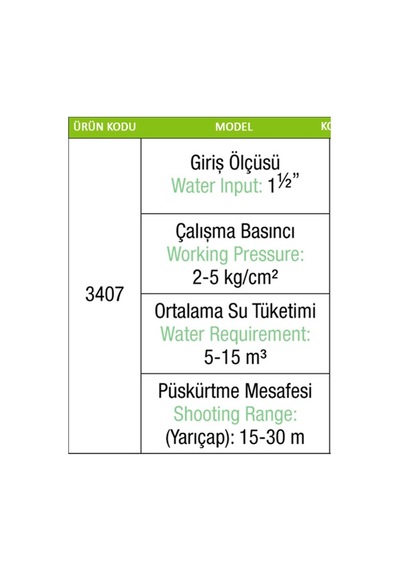 Metsan 3407 Atılgan Açılı Yağmurlama Başlığı 1 1/2"