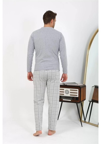 Erkek Uzun Kol Penye Pijama Takımı Gri