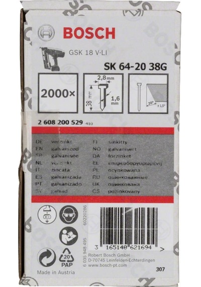Bosch Gnh 18v 64 M Uyumlu Başsız Çivi 44mm 2000 Adet 2608200530