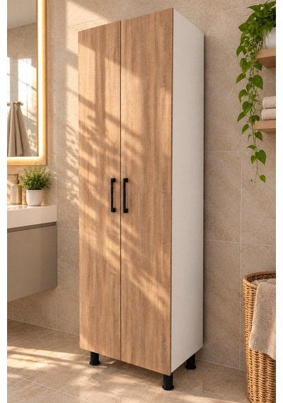 Derin Ayaklı 8 Raflı 2 Kapaklı Çok Amaçlı Mutfak Dolabı Ayaklı Banyo Dolabı Çok Amaçlı Dolap Meşe Beyaz - Meşe Derin Ayaklı 8 Raflı 2 Kapaklı Çok Amaçlı Mutfak Dolabı Ayaklı Banyo Dolabı Çok Amaçlı Dolap Meşe Beyaz - Meşe