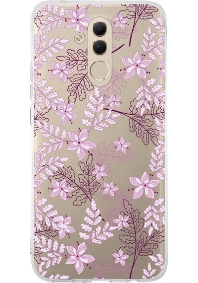 Huawei Mate 20 Lite Uyumlu Kapak Floral Pudra Tasarımlı Şeffaf Silikon Kılıf