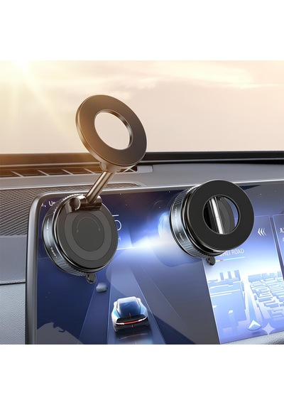 360 Dönebilen Araç İçi Telefon Tutucu Kilitli Vakumlu Magsafe Masa Üstü Duvar Halka Telefon Tutucu Siyah