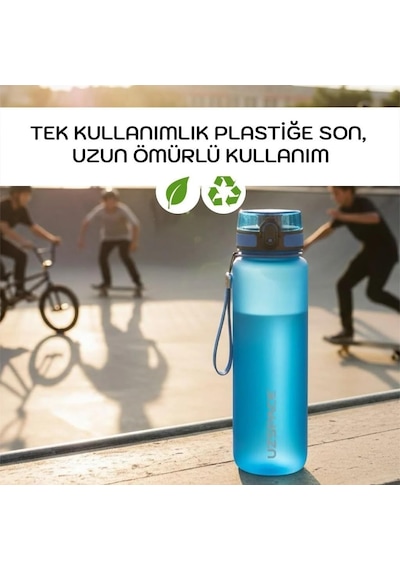 Tr Uzspace Büyük Boy Suluk - 1000 Ml Soft-touch Tritan Renkli Matara Yeşil Diğer
