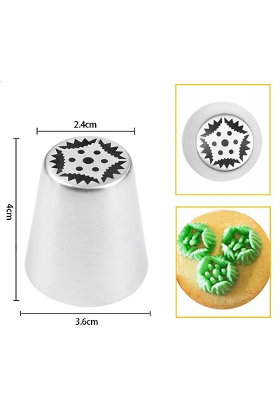 Paslanmaz Çelik Krema Sıkma Torbası Ucu , Rus Duyu, 1 Adet+4 Adet Sıkma Torbası No6 Metal