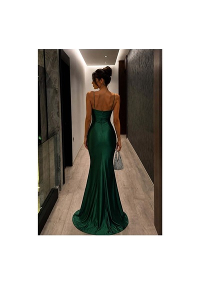 Lior Design Kadın Tasarım Saten Kumaş Kalp Yaka Askılı Abiye Elbise Zümrüt Lior Design Kadın Tasarım Saten Kumaş Kalp Yaka Askılı Abiye Elbise Zümrüt