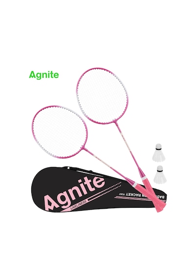 Agnıte Demir Alaşımlı Badminton Raketi 2 Top Dahil Dayanıklı Hafif Gövde Pembe