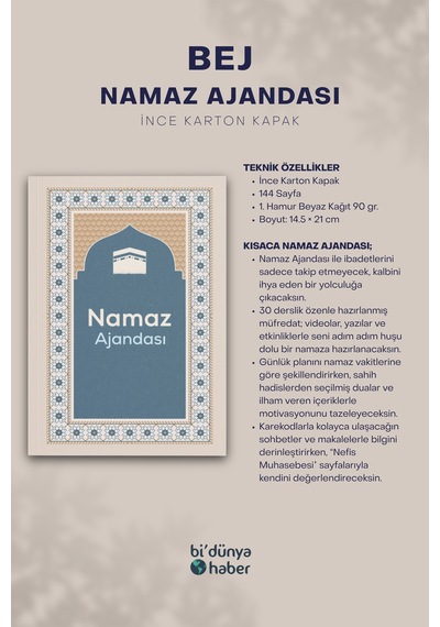 Namaz Ajandası Bej Çok Renkli