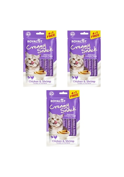 Creamy Snack Tavuklu Ve Karidesli Kedi Ödülü 4+1 Üçlü Paket