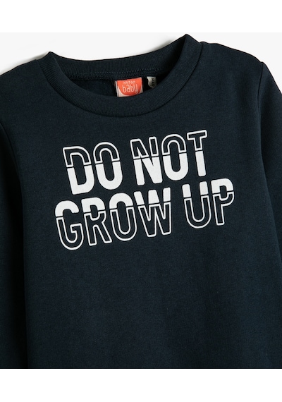 Koton Sweat Baskılı Uzun Kollu Bisiklet Yaka Lacivert 3smb10149tk 3SMB10149TKNA1 Lacivert
