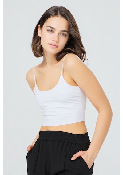 Grımelange Vele Ayarlanabilir İnce Askılı Lazer Kesim 3'lü Paket Crop Syh/byz/ten Rengi Büstiyer
