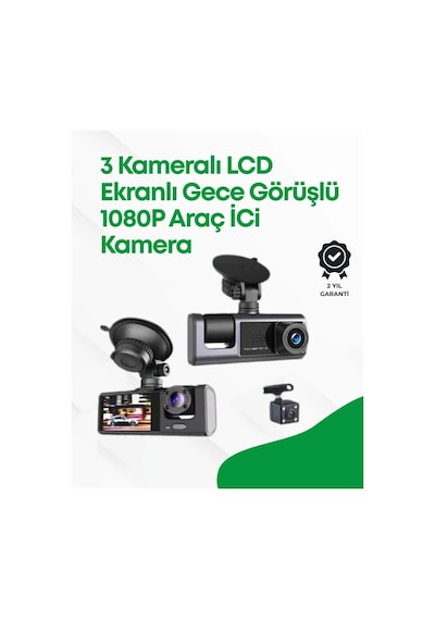 2.0 Lcd Ekranlı, Döngüsel Kayıt Özellikli Üç Kameralı Oto Kamera 51592217