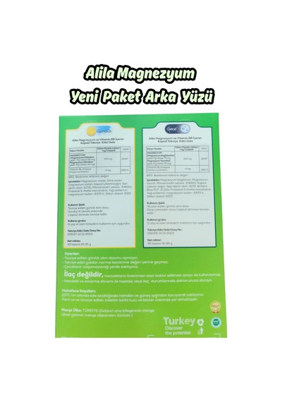 Magnezyum Ve Vitamin B6 İçeren Takviye Edici Gıda Toplam 60 Kapsül 30 Gece 30 Gündüz