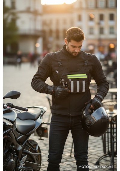 Unısex 3 Bölmeli Ön Arka Reflektörlü Motosiklet Ve Bisikletli Kurye Göğüs Çantası-neon Turuncu Siyah - Sarı