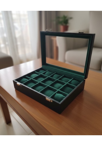 Alpinkutu 15'li Suni Deri Kaplama Saat Kutu Çantası Organizer