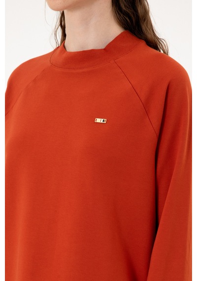 U.S. Polo Assn. Kadın Kiremit Regular Bisiklet Yaka Basic Sweatshırt 50313610-VR031