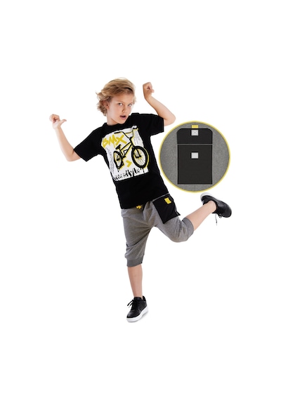Denokids Mshb&g Bisiklet Erkek Çocuk T-shirt Kapri Şort Takım Çok Renkli