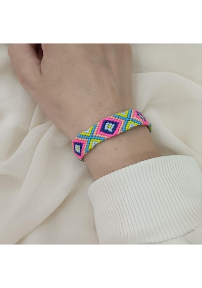Bileklik Bohemian Etnik Retro Geometrik Dokuma 1 Adet Bilezik Kadın Kız Aksesuar Çok Renkli