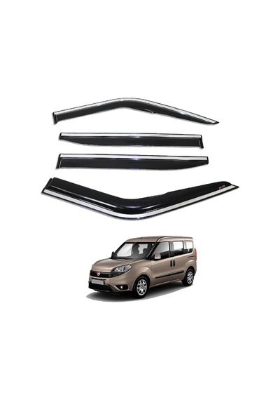 Fiat Doblo 2015-2022 Yıl Aralığı Uyumlu Cam Rüzgarlığı Kromlu 4 Parça Siyah