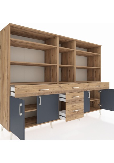 Hyperion Dolap 11 Raflı 5 Çekmeceli 4 Kapaklı 220x44x163 Çam-antr Çam-antrasit/çam Hyperion Dolap 11 Raflı 5 Çekmeceli 4 Kapaklı 220x44x163 Çam-antr Çam-antrasit/çam