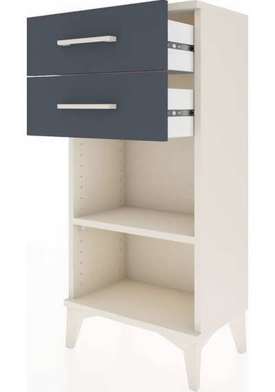 Arges Komodin Tek Raflı 2 Çekmeceli 44x30x96 Aytaşı-antrasit Aytaşı
