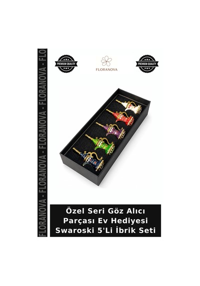 Özel Seri Göz Alıcı Parçası Ev Hediyesi Swaroski 5'li İbrik Seti