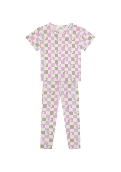 Antebies Kalpli Dama Kısa Kollu Tshirt Taytlı Pijama Takımı Pembe