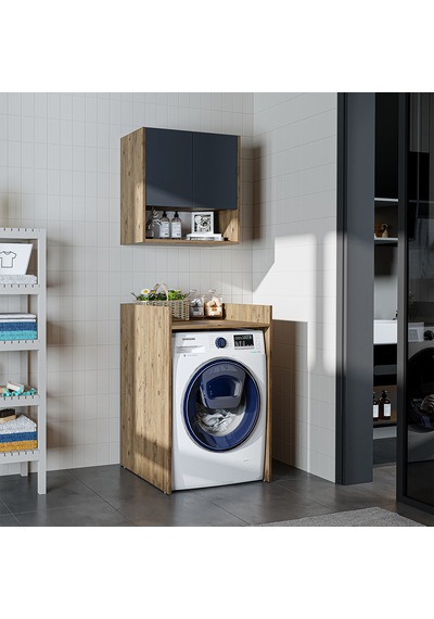 Çamaşır-kurutma Makinesi Dolabı+ Üst Dolabı, Banyo Dolabı 65 Cm Atlantik Çam - Antrasit Çamaşır-kurutma Makinesi Dolabı+ Üst Dolabı, Banyo Dolabı 65 Cm Atlantik Çam - Antrasit