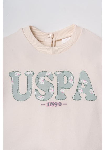 U.S. Polo Assn. Nakışlı Kız Bebek Beyaz Uzun Kol Pijama Takım Usb3257-c-v1 Usb3257-c-v1