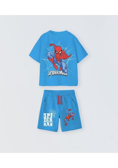 Name Baby & Kids Erkek Çocuk Spiderman Şortlu Takım Mavi
