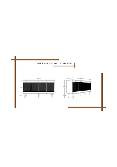 Melura Konsol 160 Cm %100 Mdf Lake Ahşap Ayaklı Beyaz