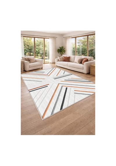 STY Home Renkli Dijital Baskı Halı Kaymaz Tabanlı Yıkanabilir Halı Yolluk Salon Halısı138 Beyaz