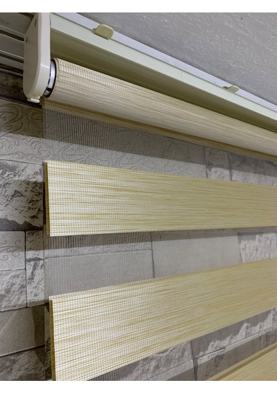 Krem Renk Bambu Zebra Perde (Etekli)
