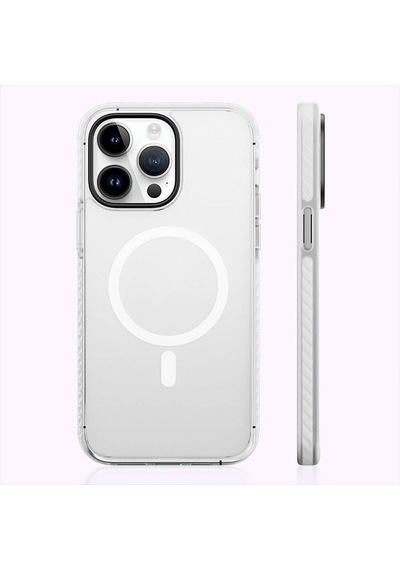 Apple Uyumlu iPhone 14 Pro Max Kılıf Magsafe Şarj Özellikli Mat Arka Yüzey Benks Drop Resistance Kapak Beyaz