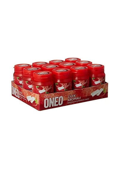 Oneo Çilek Aromalı Şişe Draje Sakız 60 Gram X 12