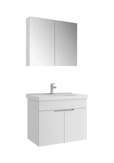 Kale Stora 80 Cm Set Parlak Beyaz Lavabo Dolabı + Aynalı Dolap