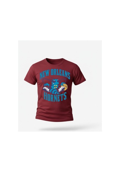 Urbantrendstore Unisex New Orleans Hornets Oversize Fit Rahat Geniş Salaş T-shirt Günlük Tişört Bordo
