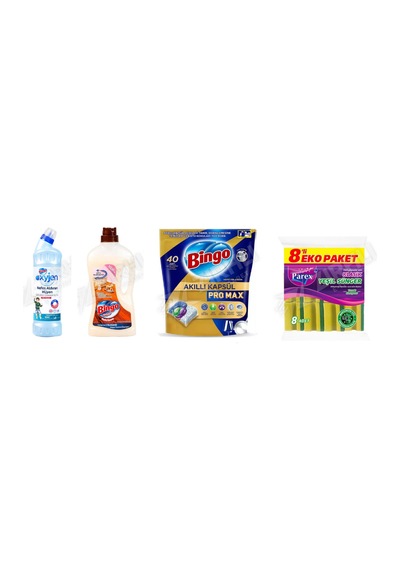 Bingo Oksi Jen 750 Ml + Ahşap Tem. 1 L +bulaşık Tableti 40'lı+ Parex 8 Li Sünger 4'lü Set Diğer