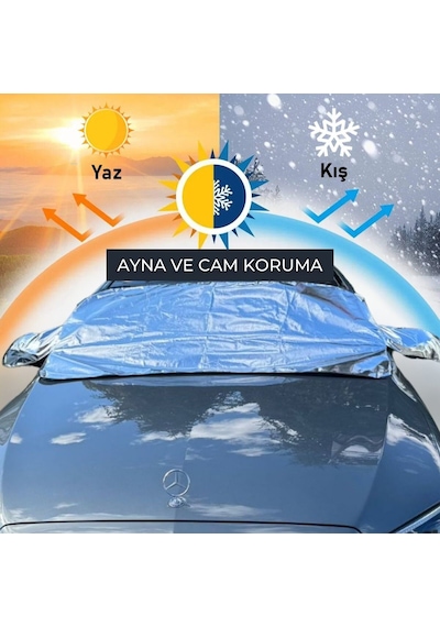 Opel Astra Buz Ve Kar Önleyici Aynalı Cam Koruma Örtüsü - 4 Mevsim Güneş Korumalı
