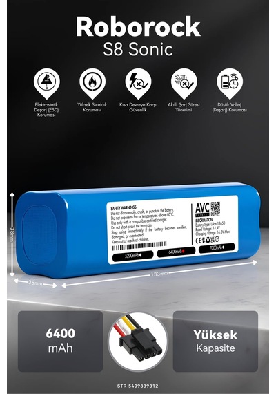Roborock S8 Sonic 6400mah Robot Süpürge Bataryası D.k
