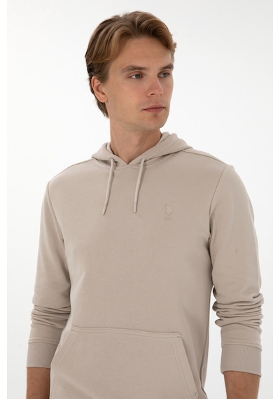 U.S. Polo Assn. Erkek Regular Fit Kapüşonlu Taş Basic Sweatshirt 50313720-VR049