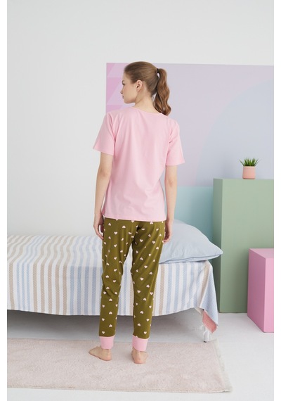 Siyah İnci Pamuklu Örme Pijama Takım 24113156 Çok Renkli