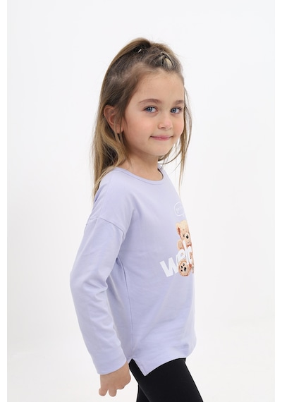 Toontoy Kids Toontoy Kız Çocuk Welcome Ayı Baskılı Tişört Mavi