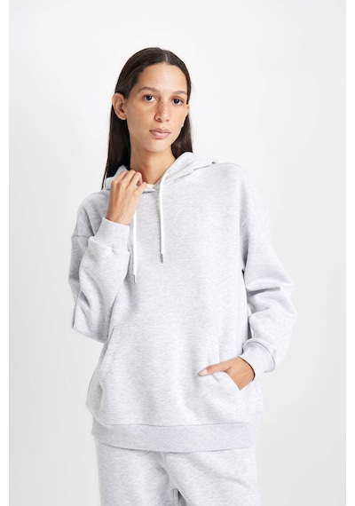 DeFacto Relax Fit Kapüşonlu Kanguru Cepli Kalın Basic Düz Sweatshirt W1240AZ24WNGR93 Gri DeFacto Relax Fit Kapüşonlu Kanguru Cepli Kalın Basic Düz Sweatshirt W1240AZ24WNGR93 Gri
