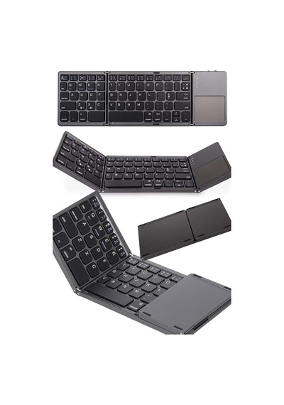 Kablosuz Bluetooth Bağlantılı Klavye Mouse Set 2in1 Katlanır Çanta Boy Klavye Seti Pc Telefon Tablet